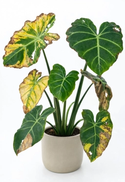 Alocasia — Oversized Pot — Root Rot Risk from Excess Substrate Volume